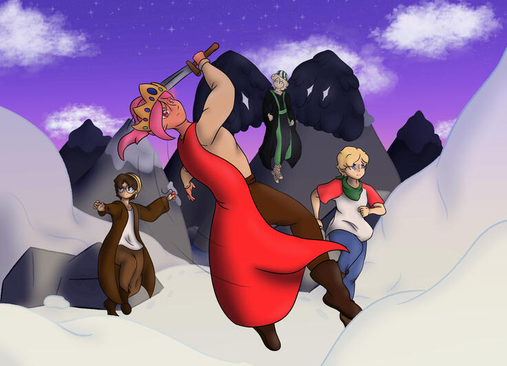 Character(s): center front = Technoblade - right grounded = TommyInnIt - left grounded = Wilbursoot - back flying = Philza | Completed Date: September 08, 2022